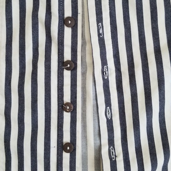 Retro Anthro Denim Striped Mini Skirt Full Button Front - Picture 2 of 10